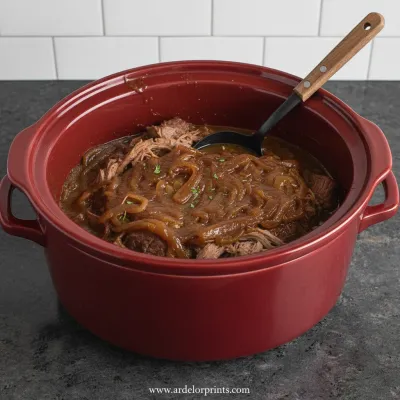 Easy Slow Cooker French Onion Roast Recipe - ready to serve