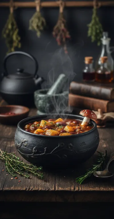 Witches Brew Stew: Spooky Halloween Recipe - ready to serve