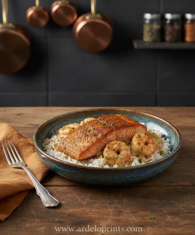 Cajun Creamy Salmon and Shrimp Recipe - ready to serve