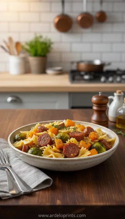 Autumn Beef Sausage Pasta Squash: Easy Recipe - ready to serve