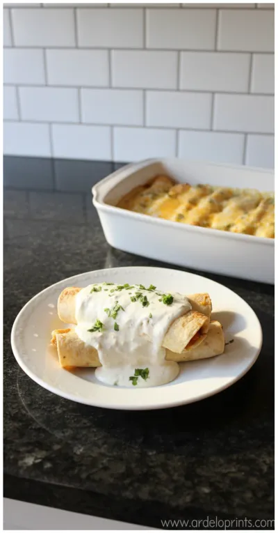 White Chicken Enchiladas Recipe with Sour Cream - ready to serve