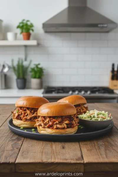 Easy Summer Slow Cooker BBQ Pulled Chicken - ready to serve
