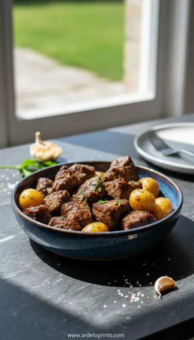 Crockpot Garlic Butter Steak Bites Recipe - ready to serve