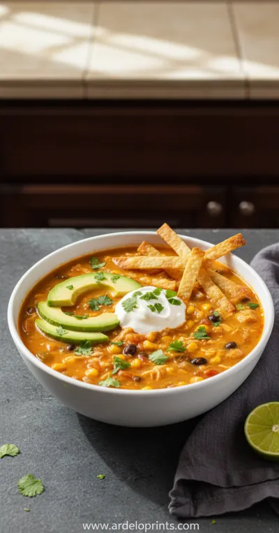 Creamy Chicken Tortilla Soup Recipe - ready to serve