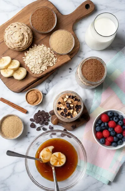 Lactation Overnight Oats – Make-Ahead Breakfast - ingredients preparation