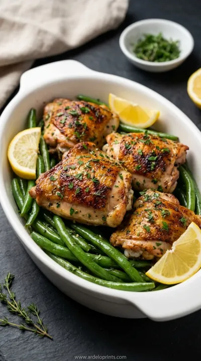 Lemon Garlic Chicken and Green Beans Recipe - ready to serve