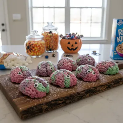 Marshmallow Rice Krispies Halloween Brains