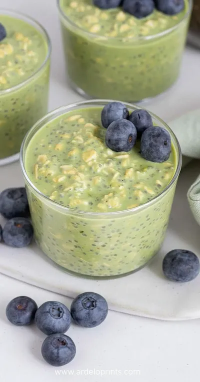The Best Matcha Overnight Oats - cooking process
