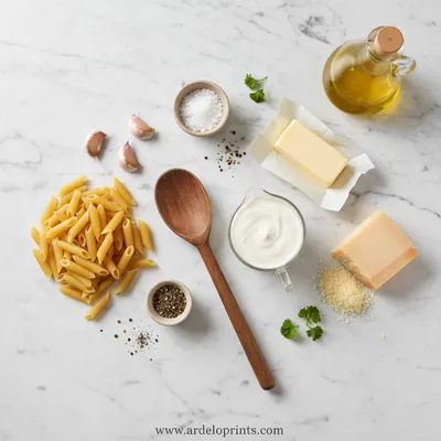 One Pot Creamy Garlic Pasta - cooking process