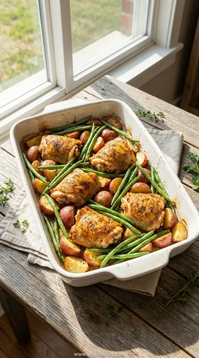 Seasoned Chicken, Potatoes and Green Beans Recipe