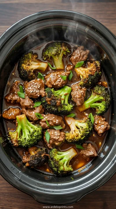 Slow Cooker Beef and Broccoli: Easy Dinner Recipe - cooking process