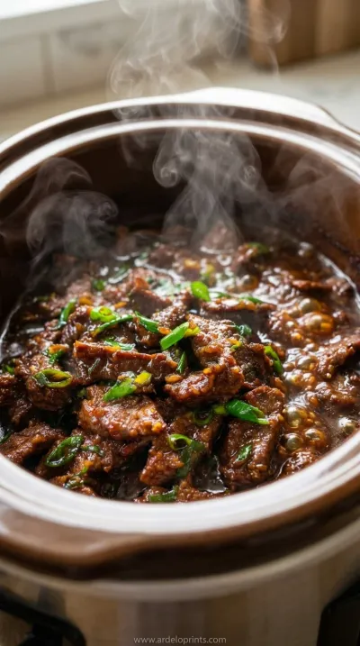 Slow Cooker Mongolian Beef: Easy Recipe - cooking process