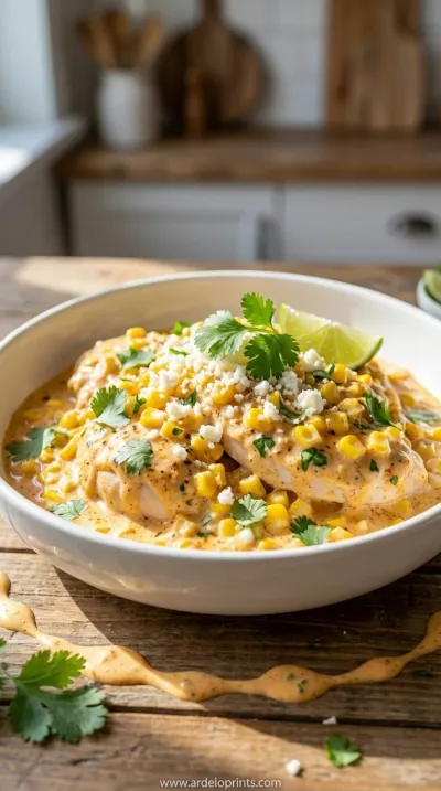 Slow Cooker Street Corn Chicken Recipe - ready to serve