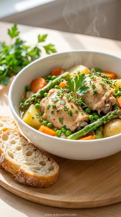 Slow Cooker Lemon Herb Chicken and Asparagus - ready to serve