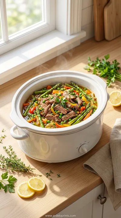 Slow Cooker Lemon Herb Chicken and Asparagus
