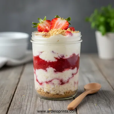 Strawberry Cheesecake Overnight Oats Recipe - ready to serve