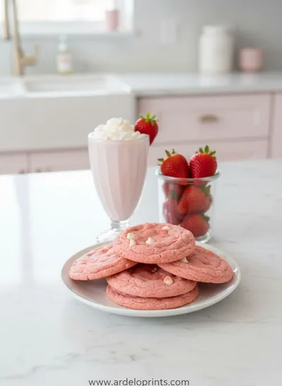 Strawberry Milkshake Cookies